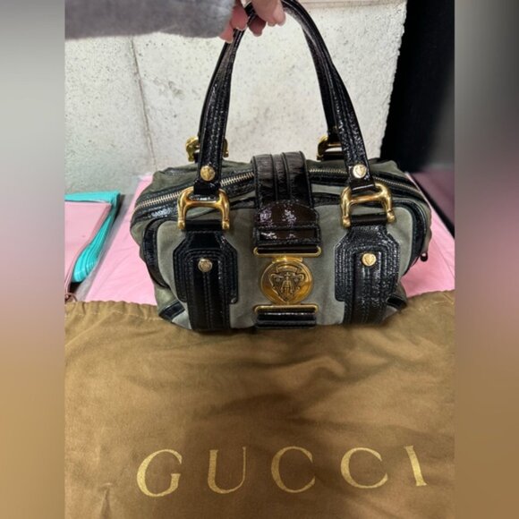 Gucci Suede Medium Aviatrix Handle Bag - Picture 13 of 14